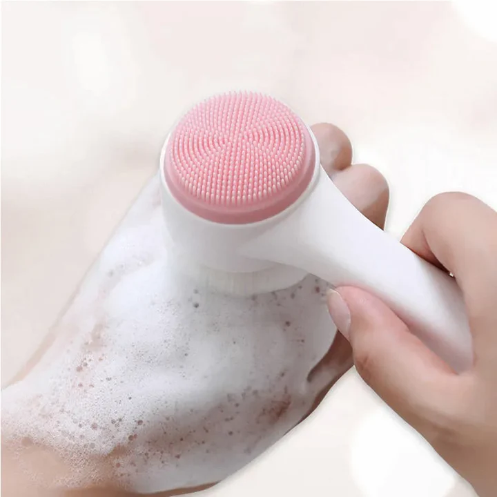 3D double silicone facial cleansing brush