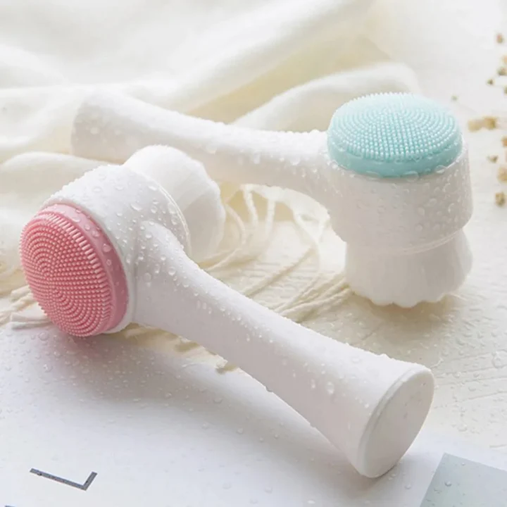 3D double silicone facial cleansing brush